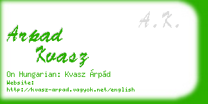 arpad kvasz business card